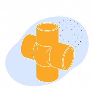 Крестовиная медная под пайку 22 мм М1р ГОСТ 32590-2013